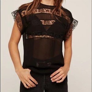 Reformation Black Lace Blouse